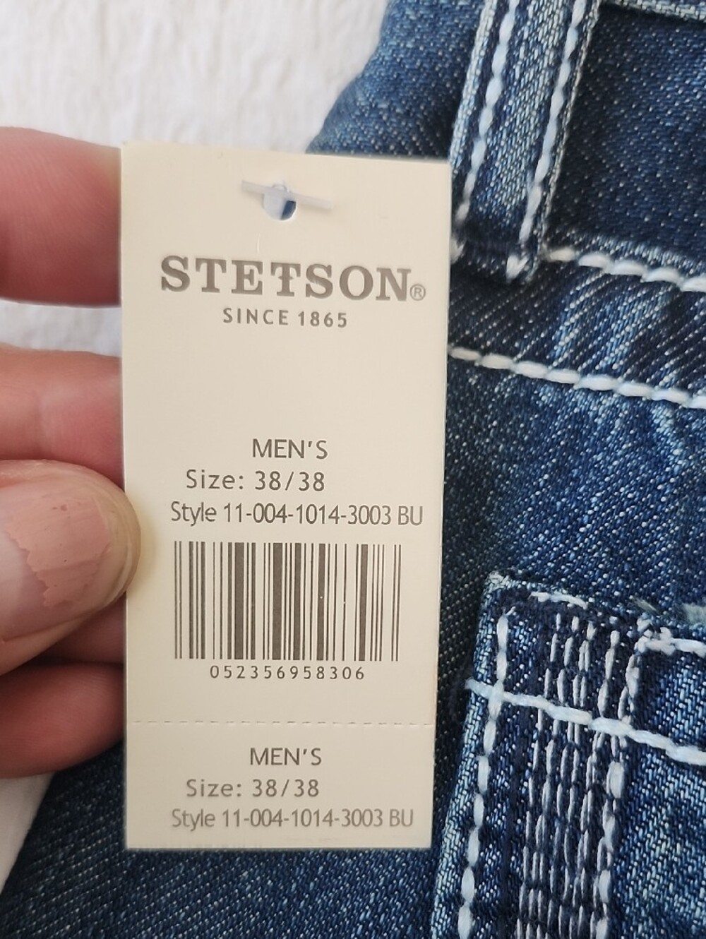 Stetson Men's Rocks Fit Bootcut Denim Jeans Thick Stitch Frayed X Size 38x38 - Picture 12 of 15